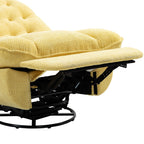 Fauteuil inclinable manuel pivotant à 360°, rembourré en chenille surdimensionnée jaune, avec repose-pieds allongé et dossier capitonné