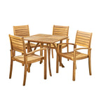Ensemble de salle à manger d'extérieur carré 5 pièces en bois d'acacia York par Christopher Knight Home