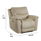 Fauteuil inclinable électrique Zane, port USB, 230 cm, imitation daim nubuck beige