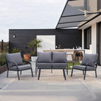 Ensemble de salon de jardin Zenova 2/4 pièces en aluminium avec canapé sectionnel et chaises simples