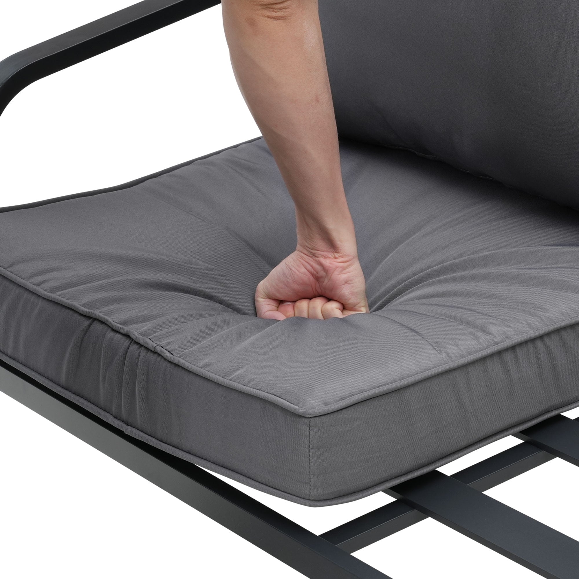 Ensemble de salon de jardin Zenova 2/4 pièces en aluminium avec canapé sectionnel et chaises simples