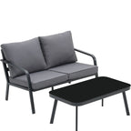 Ensemble de salon de jardin Zenova 2/4 pièces en aluminium avec canapé sectionnel et chaises simples