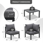 Ensemble de meubles de jardin en aluminium Zenova 5/7 pièces, canapé d'extérieur sectionnel