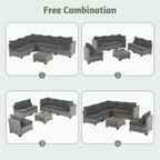 Ensembles de conversation pour patio Zenova, chaises et canapés en rotin et osier, sièges pour meubles de patio
