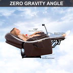 Fauteuil inclinable électrique à gravité zéro avec dossier réglable, massage, chauffage lombaire, port USB, support pour téléphone et poches latérales