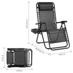 Chaise longue d'extérieur pliable à gravité zéro avec appui-tête, porte-gobelet et plateau amovible
