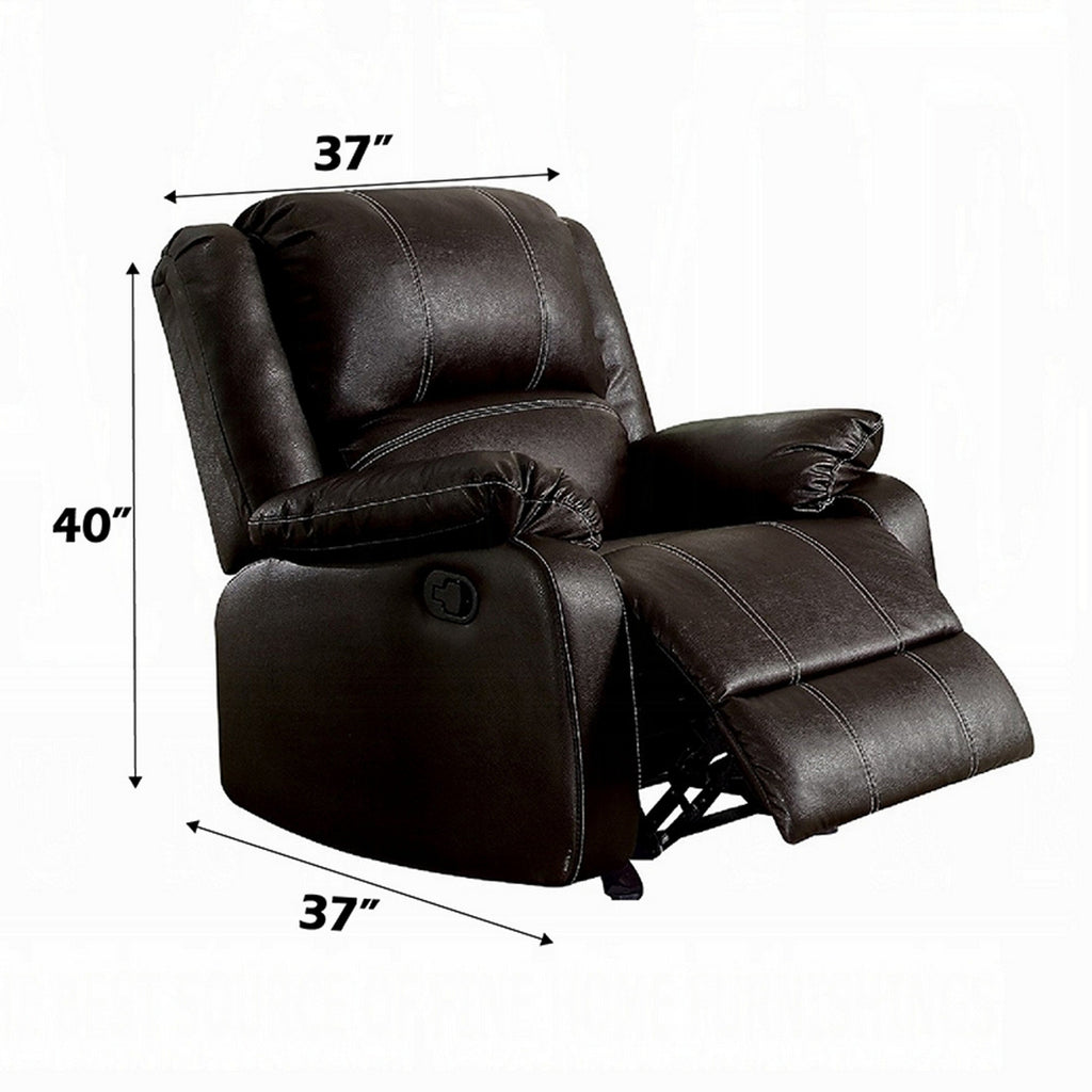 Fauteuil inclinable à bascule manuel Zuru Motion, similicuir marron moelleux
