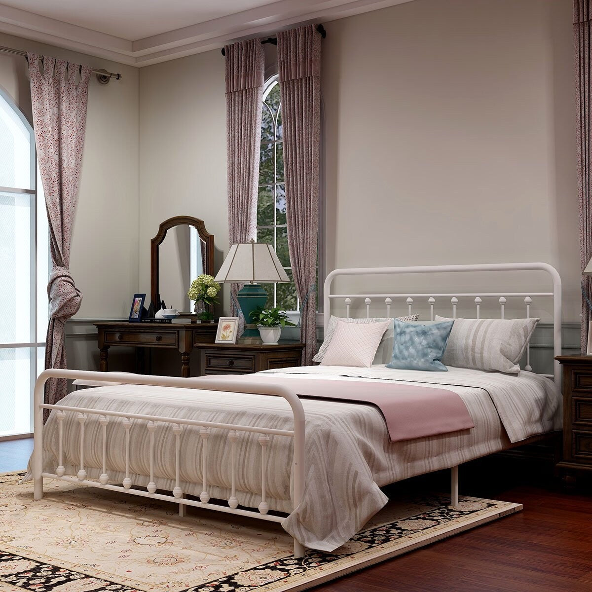 Cadre de lit plateforme en métal vintage simple Alazyhome, montage facile