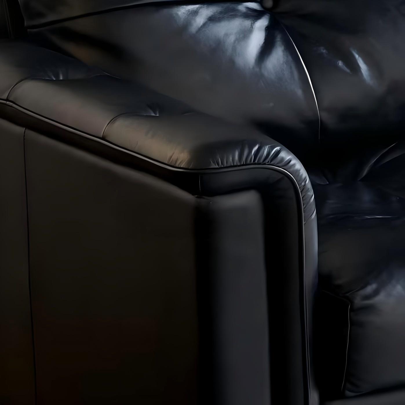 Baroque Tufted Black Leather Sofa