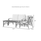 Ensemble de meubles de patio d'extérieur Crosley Kaplan 3 pièces - 95,5 L x 66,5 P x 36 H