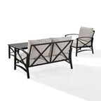 Ensemble de meubles de patio d'extérieur Crosley Kaplan 3 pièces - 95,5 L x 66,5 P x 36 H