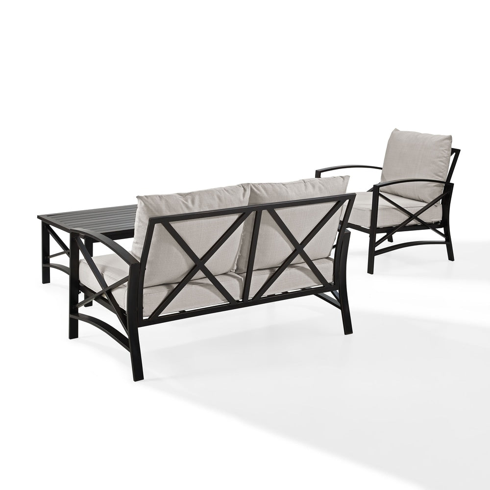 Ensemble de meubles de patio d'extérieur Crosley Kaplan 3 pièces - 95,5 L x 66,5 P x 36 H
