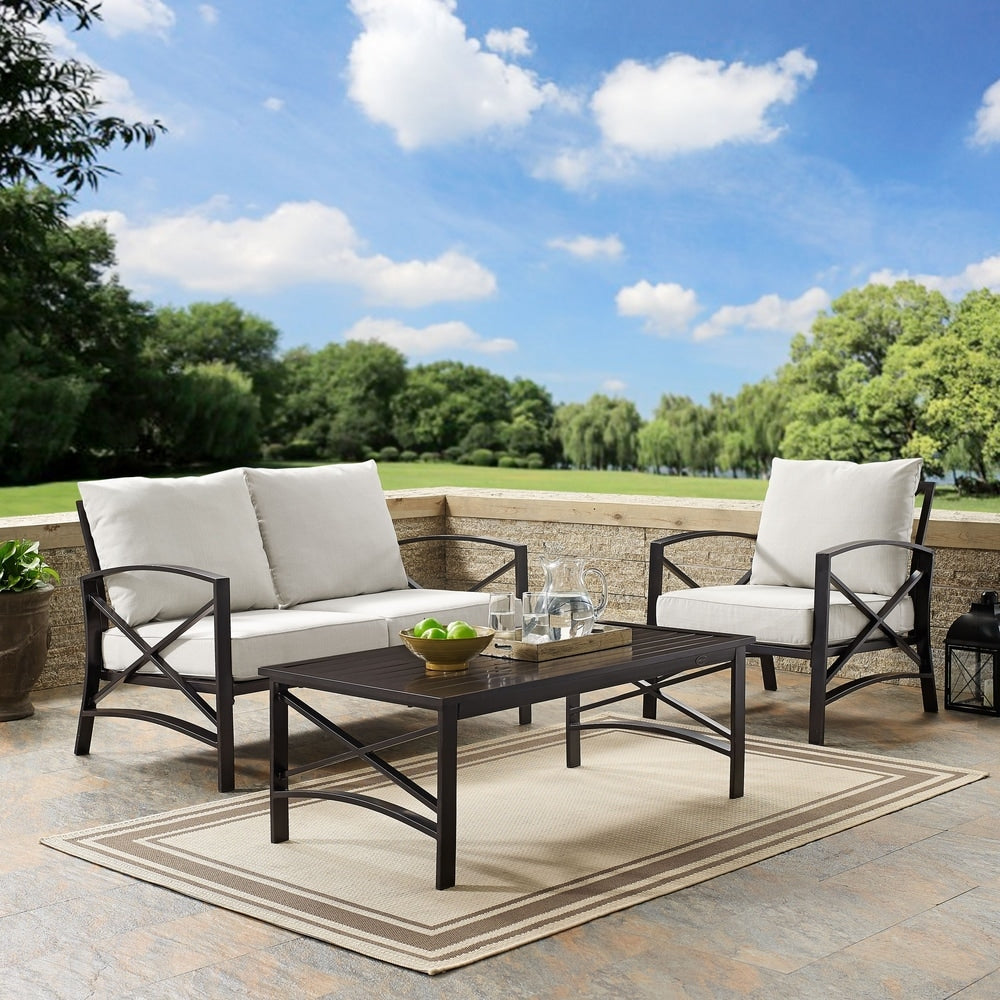 Ensemble de meubles de patio d'extérieur Crosley Kaplan 3 pièces - 95,5 L x 66,5 P x 36 H