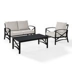 Ensemble de meubles de patio d'extérieur Crosley Kaplan 3 pièces - 95,5 L x 66,5 P x 36 H