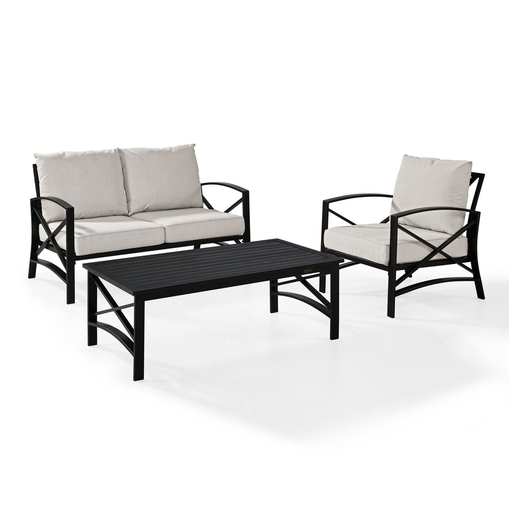 Ensemble de meubles de patio d'extérieur Crosley Kaplan 3 pièces - 95,5 L x 66,5 P x 36 H