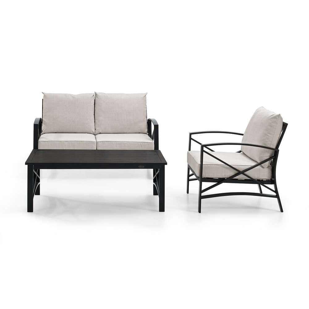 Ensemble de meubles de patio d'extérieur Crosley Kaplan 3 pièces - 95,5 L x 66,5 P x 36 H