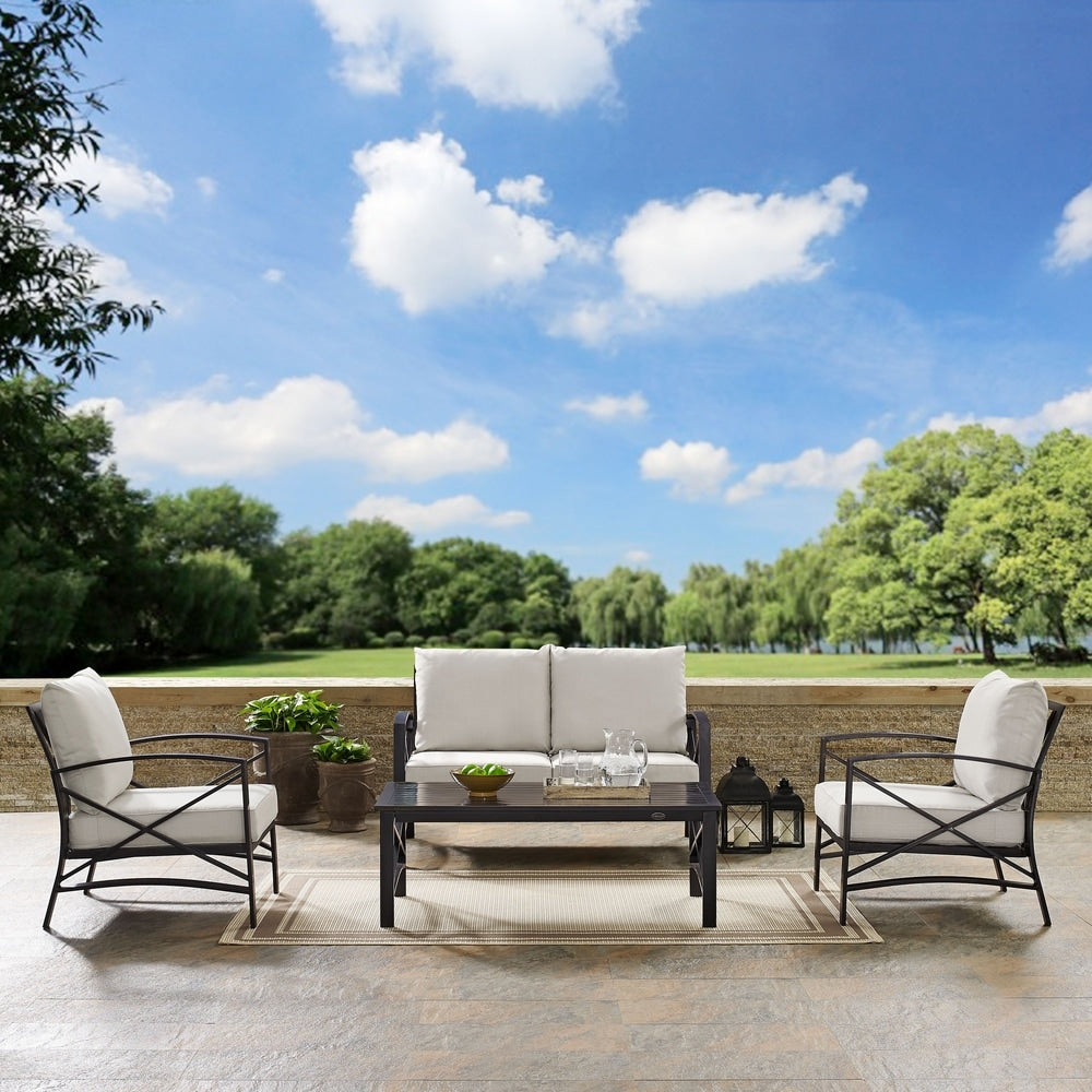 Ensemble de meubles de patio d'extérieur Crosley Kaplan 4 pièces - 138,75 L x 72,19 P x 32 H