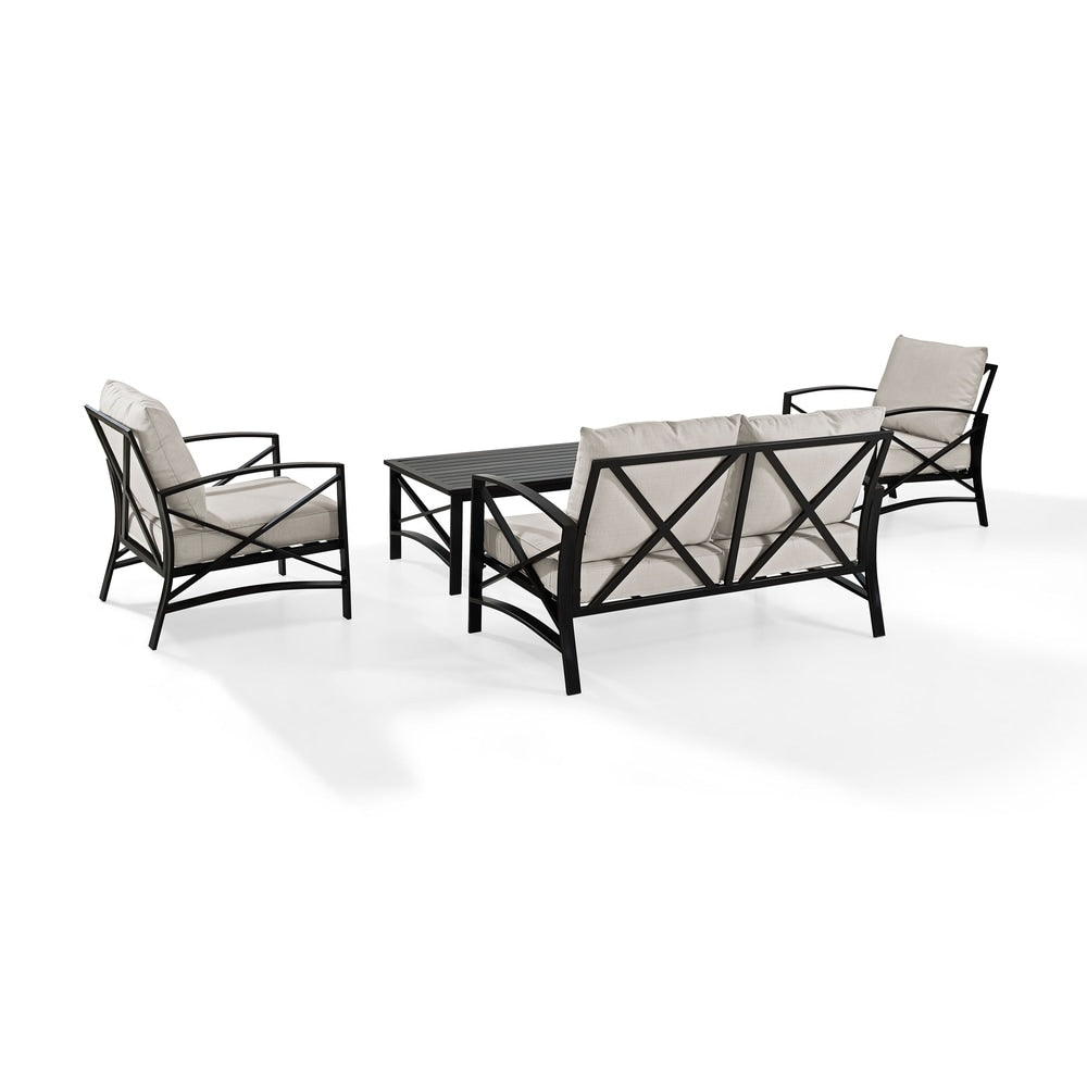 Ensemble de meubles de patio d'extérieur Crosley Kaplan 4 pièces - 138,75 L x 72,19 P x 32 H