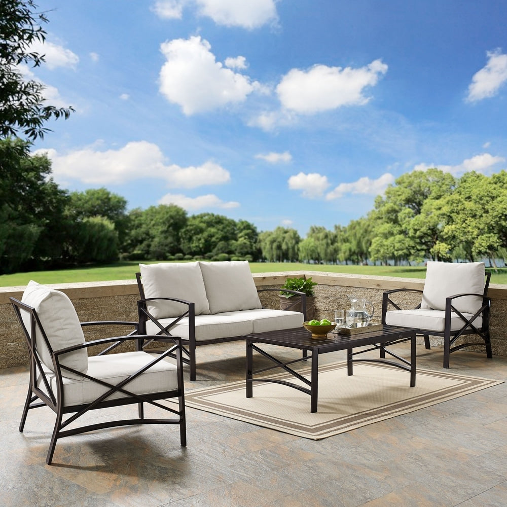 Ensemble de meubles de patio d'extérieur Crosley Kaplan 4 pièces - 138,75 L x 72,19 P x 32 H