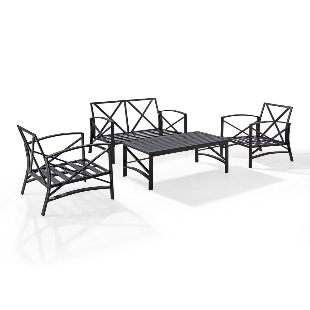 Ensemble de meubles de patio d'extérieur Crosley Kaplan 4 pièces - 138,75 L x 72,19 P x 32 H