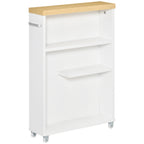 Meuble de salle de bain fin Kleankin avec roulettes, rangement et étagères en bois pour petits espaces, blanc