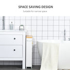 Meuble de salle de bain fin Kleankin avec roulettes, rangement et étagères en bois pour petits espaces, blanc