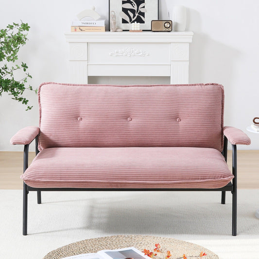 Canapé compact 2 places de 53 pouces avec cadre en métal, design moderne, idéal pour les petits espaces