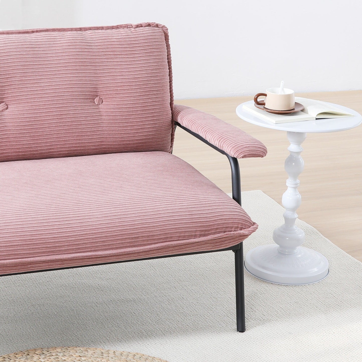 Canapé compact 2 places de 53 pouces avec cadre en métal, design moderne, idéal pour les petits espaces
