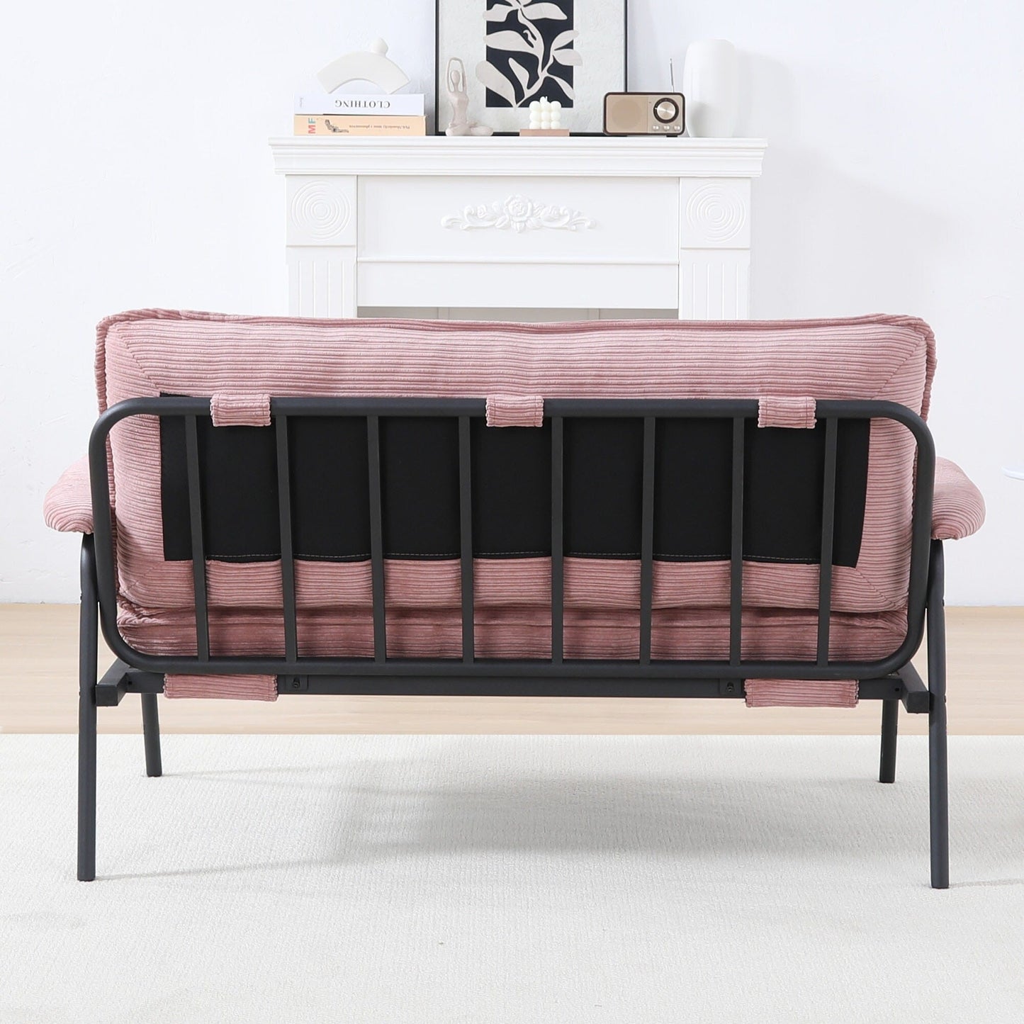 Canapé compact 2 places de 53 pouces avec cadre en métal, design moderne, idéal pour les petits espaces