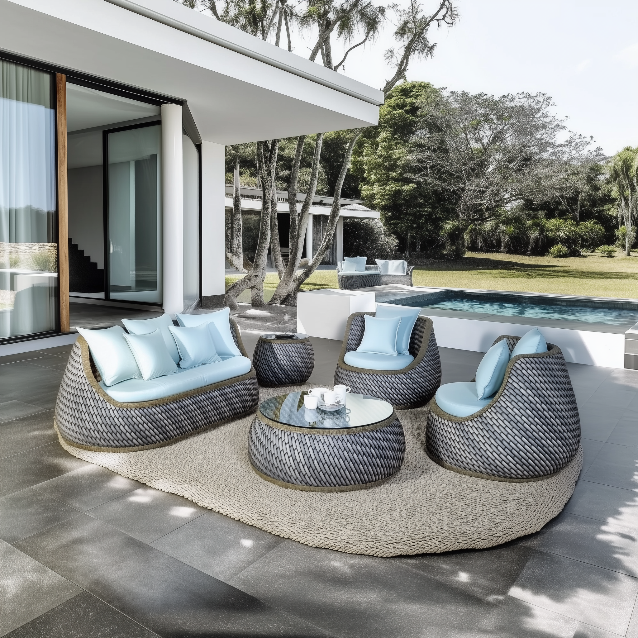 Strafford Woven Patio Lounge Set with Cushions