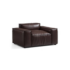 Fauteuil de luxe minimaliste en cuir marron foncé