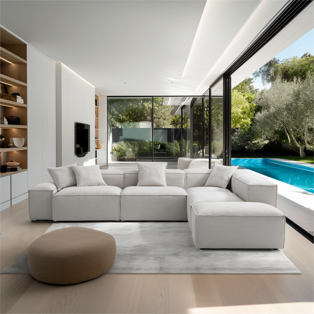 Freedom Modular Gray L-Shaped Sectional and Ottoman