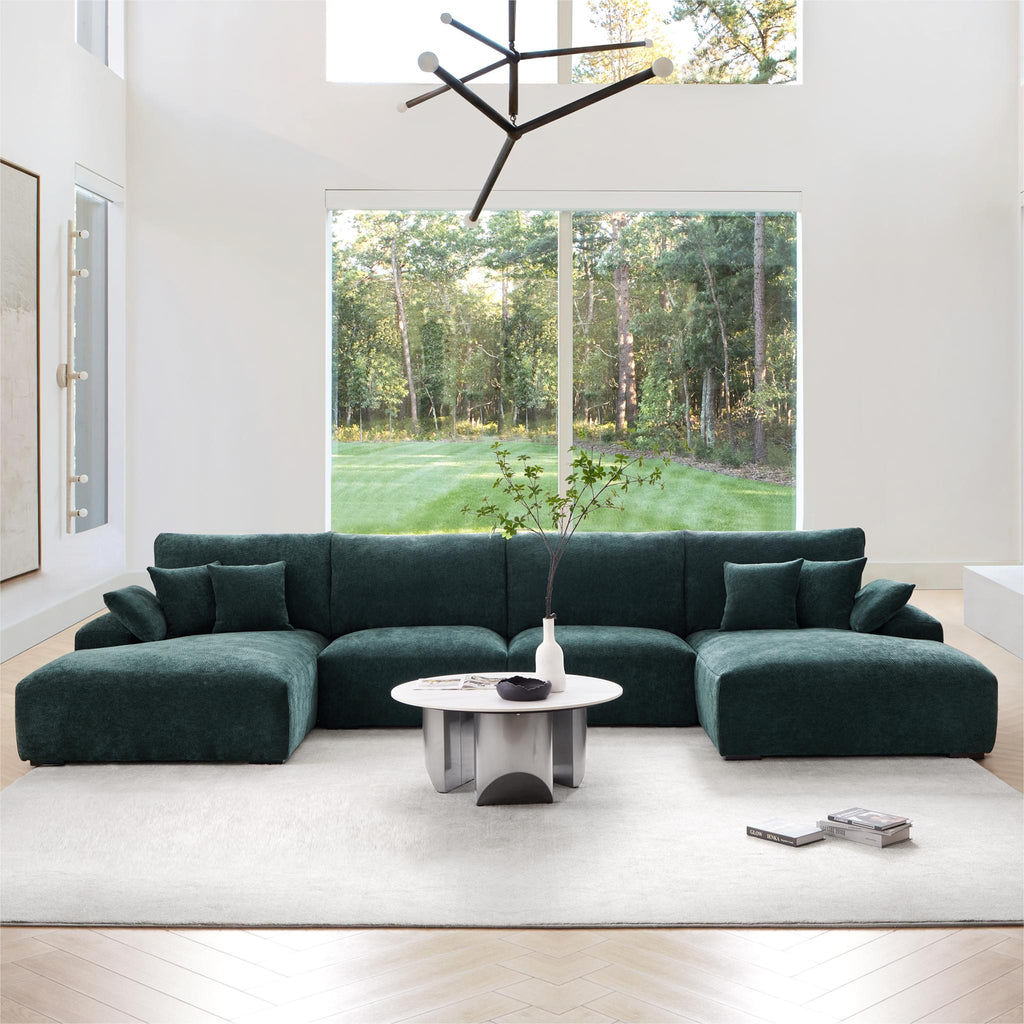 Le canapé d'angle en U vert impératrice