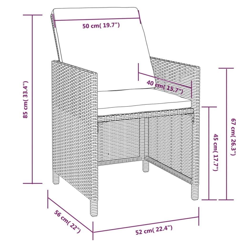 vidaXL Ensemble de meubles de patio Table et chaises d'extérieur Ensemble de salle à manger en polyrotin