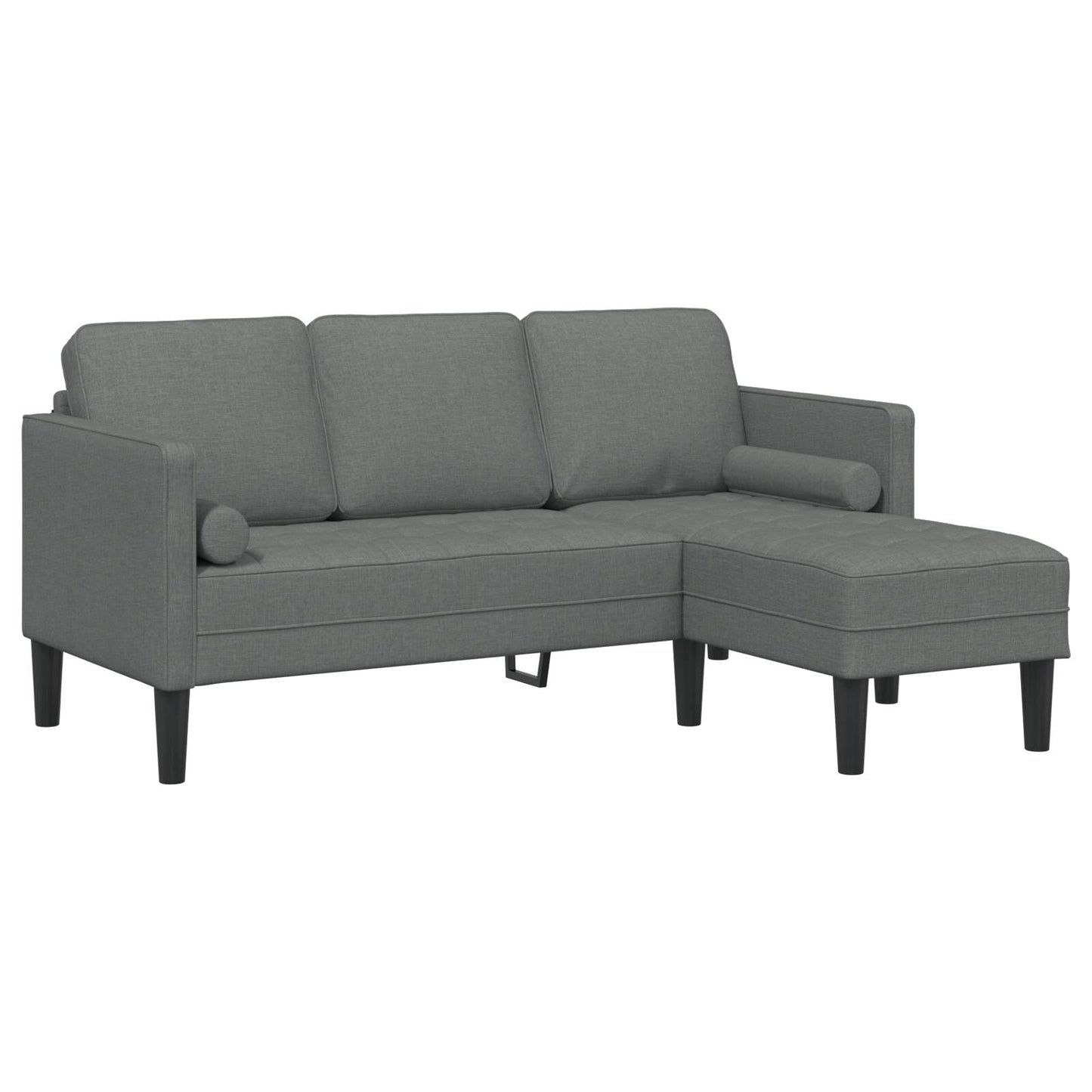 Ensemble de canapés 2/3 pièces vidaXL avec coussins, tissu noir/gris foncé/gris clair - 68,1 x 51,6 x 26,4