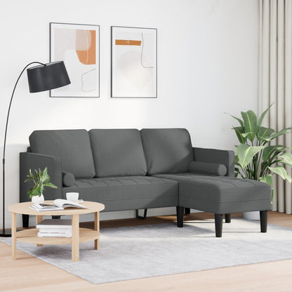 Ensemble de canapés 2/3 pièces vidaXL avec coussins, tissu noir/gris foncé/gris clair - 68,1 x 51,6 x 26,4