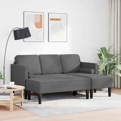 Ensemble de canapés 2/3 pièces vidaXL avec coussins, tissu noir/gris foncé/gris clair - 68,1 x 51,6 x 26,4