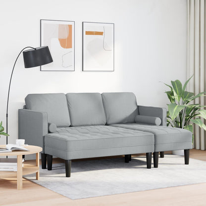 Ensemble de canapés 2/3 pièces vidaXL avec coussins, tissu noir/gris foncé/gris clair - 68,1 x 51,6 x 26,4