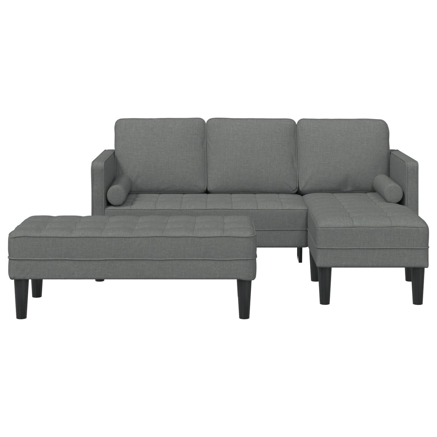Ensemble de canapés 2/3 pièces vidaXL avec coussins, tissu noir/gris foncé/gris clair - 68,1 x 51,6 x 26,4