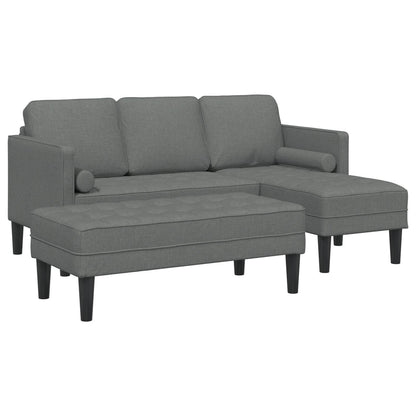 Ensemble de canapés 2/3 pièces vidaXL avec coussins, tissu noir/gris foncé/gris clair - 68,1 x 51,6 x 26,4