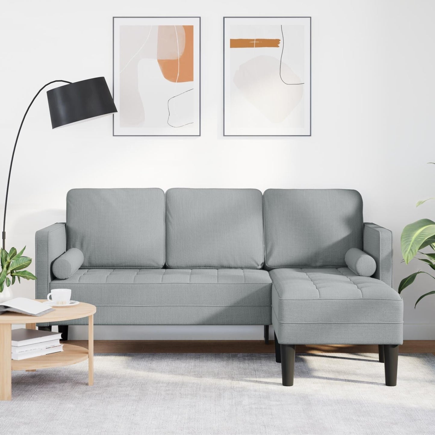 Ensemble de canapés 2/3 pièces vidaXL avec coussins, tissu noir/gris foncé/gris clair - 68,1 x 51,6 x 26,4