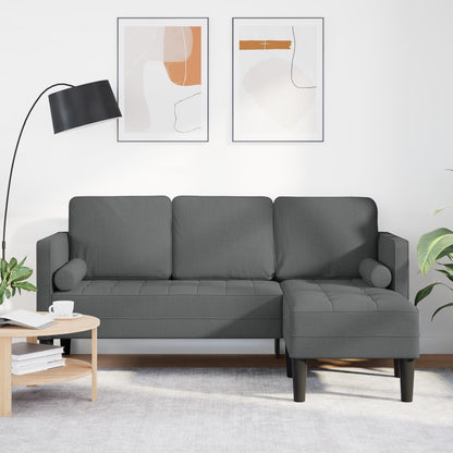 Ensemble de canapés 2/3 pièces vidaXL avec coussins, tissu noir/gris foncé/gris clair - 68,1 x 51,6 x 26,4