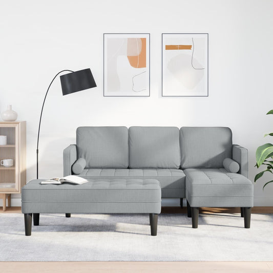 Ensemble de canapés 2/3 pièces vidaXL avec coussins, tissu noir/gris foncé/gris clair - 68,1 x 51,6 x 26,4