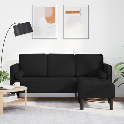 Ensemble de canapés 2/3 pièces vidaXL avec coussins, tissu noir/gris foncé/gris clair - 68,1 x 51,6 x 26,4