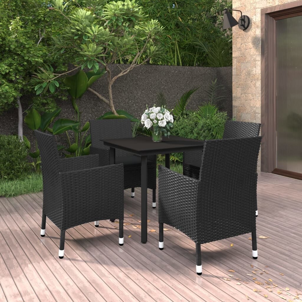 vidaXL Ensemble de salle à manger de patio, table et chaises d'extérieur en polyrotin et verre