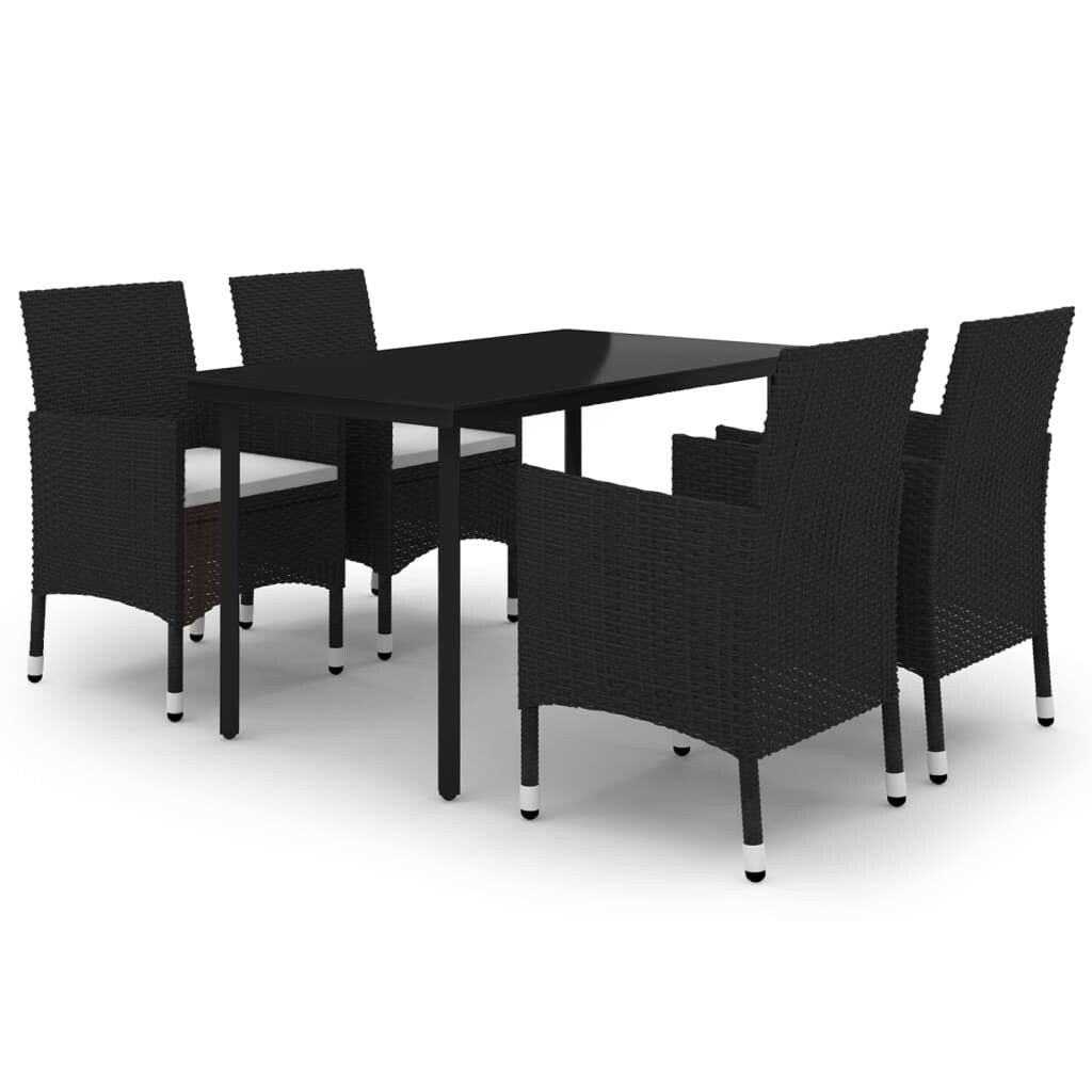 vidaXL Ensemble de salle à manger de patio, table et chaises d'extérieur en polyrotin et verre