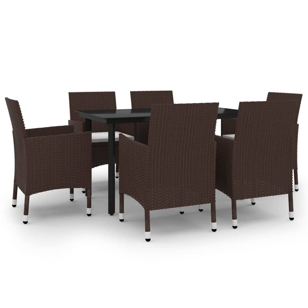 vidaXL Ensemble de salle à manger de patio, table et chaises d'extérieur en polyrotin et verre