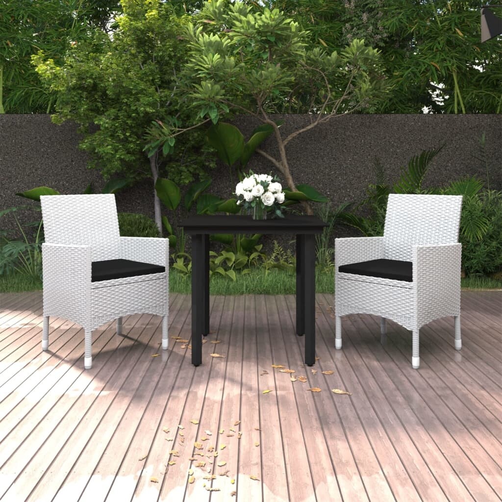 vidaXL Ensemble de salle à manger de patio, table et chaises d'extérieur en polyrotin et verre