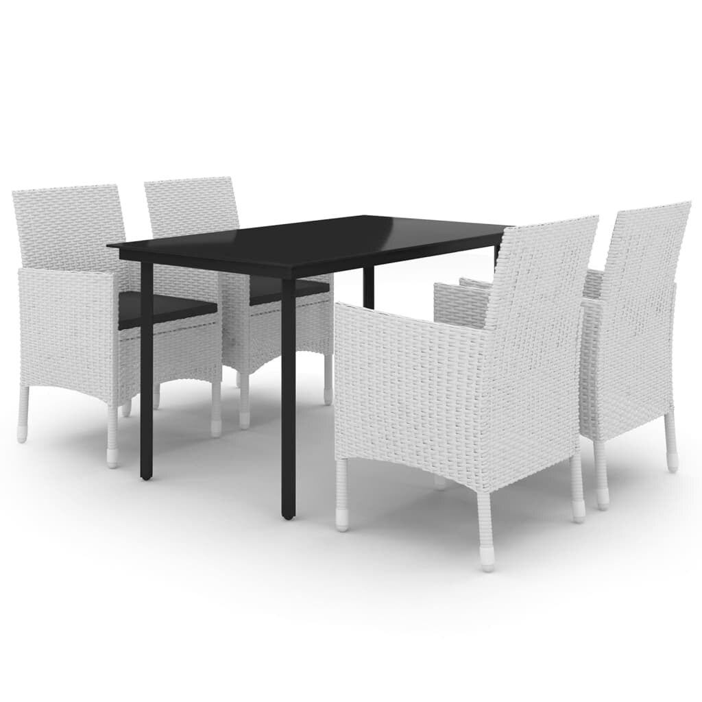 vidaXL Ensemble de salle à manger de patio, table et chaises d'extérieur en polyrotin et verre