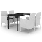 vidaXL Ensemble de salle à manger de patio, table et chaises d'extérieur en polyrotin et verre